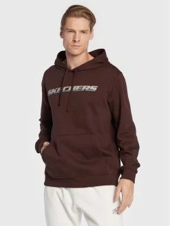 Κουπόνι 😉 Skechers Άνδρες Μπλούζες Χωρίς Φερμουάρ Μπλούζα Heritage Grid MHD73 Καφέ Regular Fit 😀